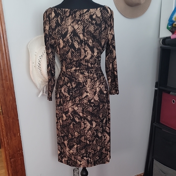 Ralph Lauren Black and Brown Snake Print Sheath Dress - Picture 11 of 12